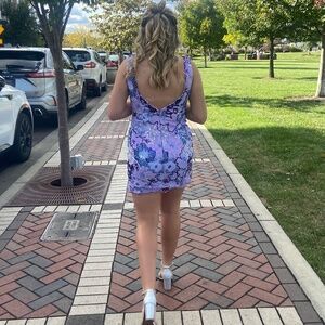 BLUSH - purple floral homecoming dress size 6